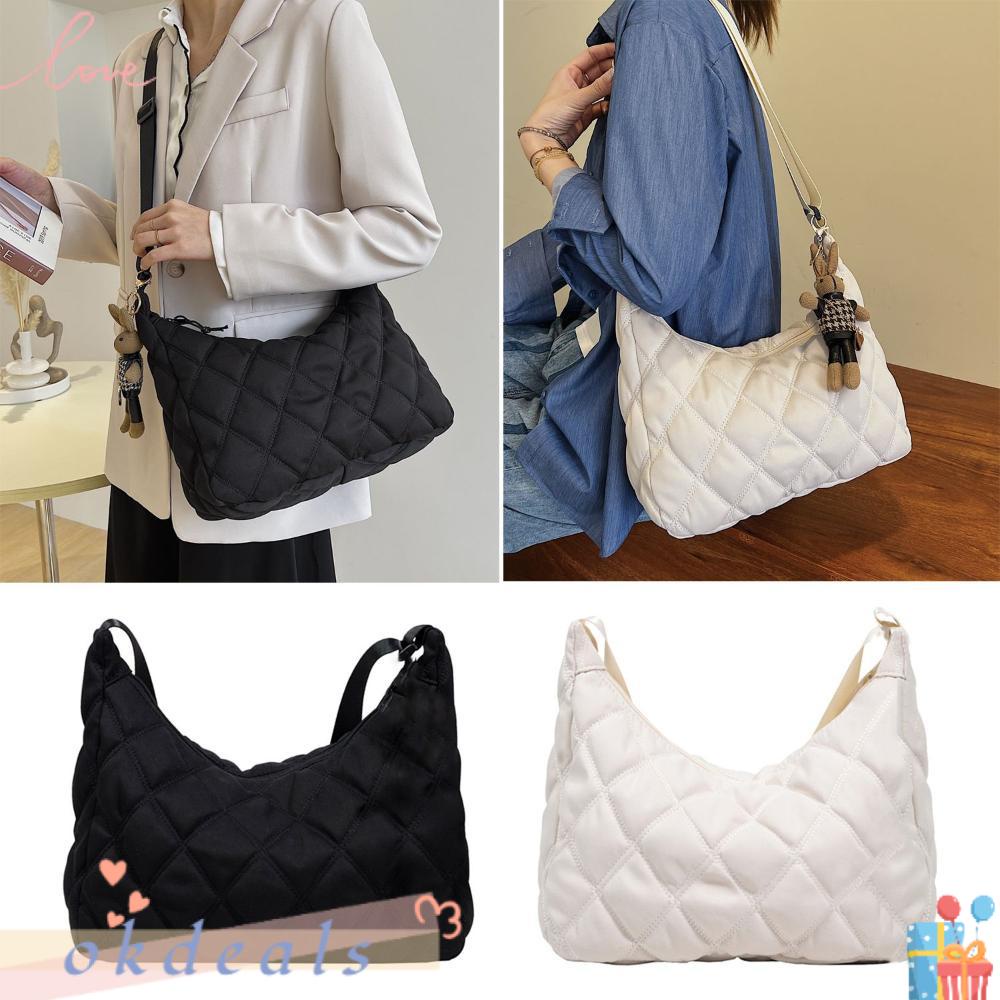 OKDEALS Túi Xách Cotton Cỡ Lớn Họa Tiết Sọc Caro Thời Trang Mùa Đông