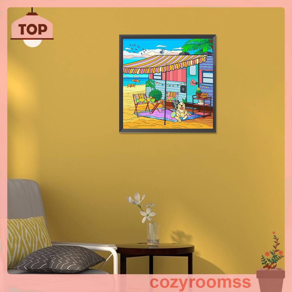 Tranh Đính Đá Kim Cương Toàn Bộ 5D DIY Hình Bãi Biển