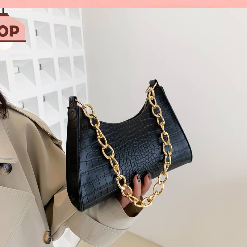 Túi Đeo Vai Họa Tiết Da Cá Sấu Phối Dây Xích Thời Trang Sang Trọng Cho Nữ