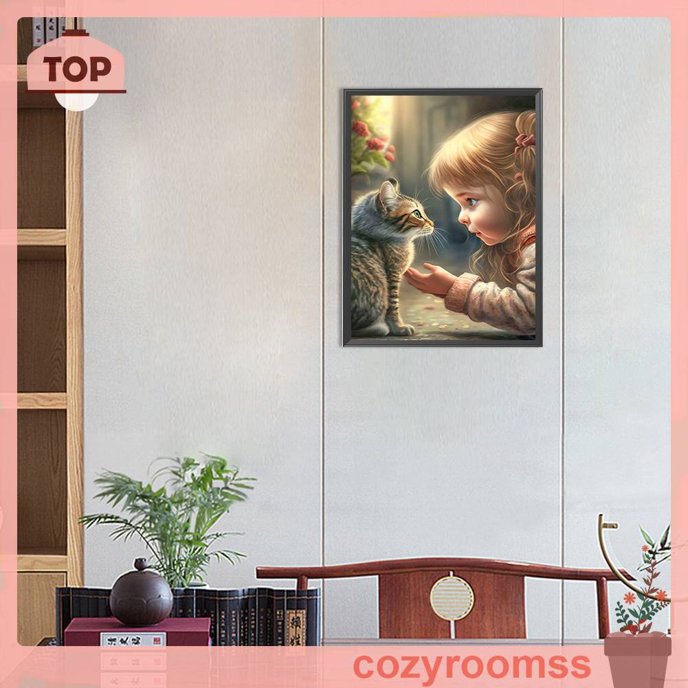 Tranh Đính Đá Kim Cương Toàn Bộ 5D DIY Hình Vẽ Cô Gái Trang Trí Nhà Cửa