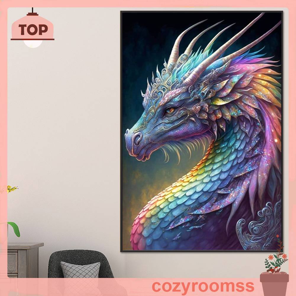 Tranh Đính Đá Kim Cương Toàn Bộ 5D DIY Hình Vẽ Rồng Trang Trí Nhà Cửa