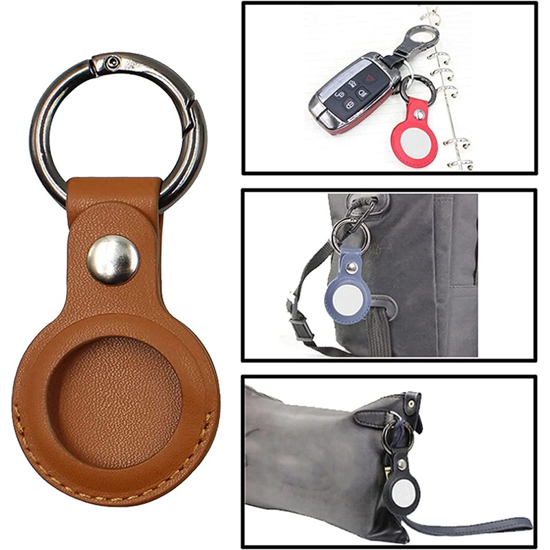 Bộ 5 Túi Da PU Đựng Thẻ Có Móc Khóa Cho Apple Air Tag