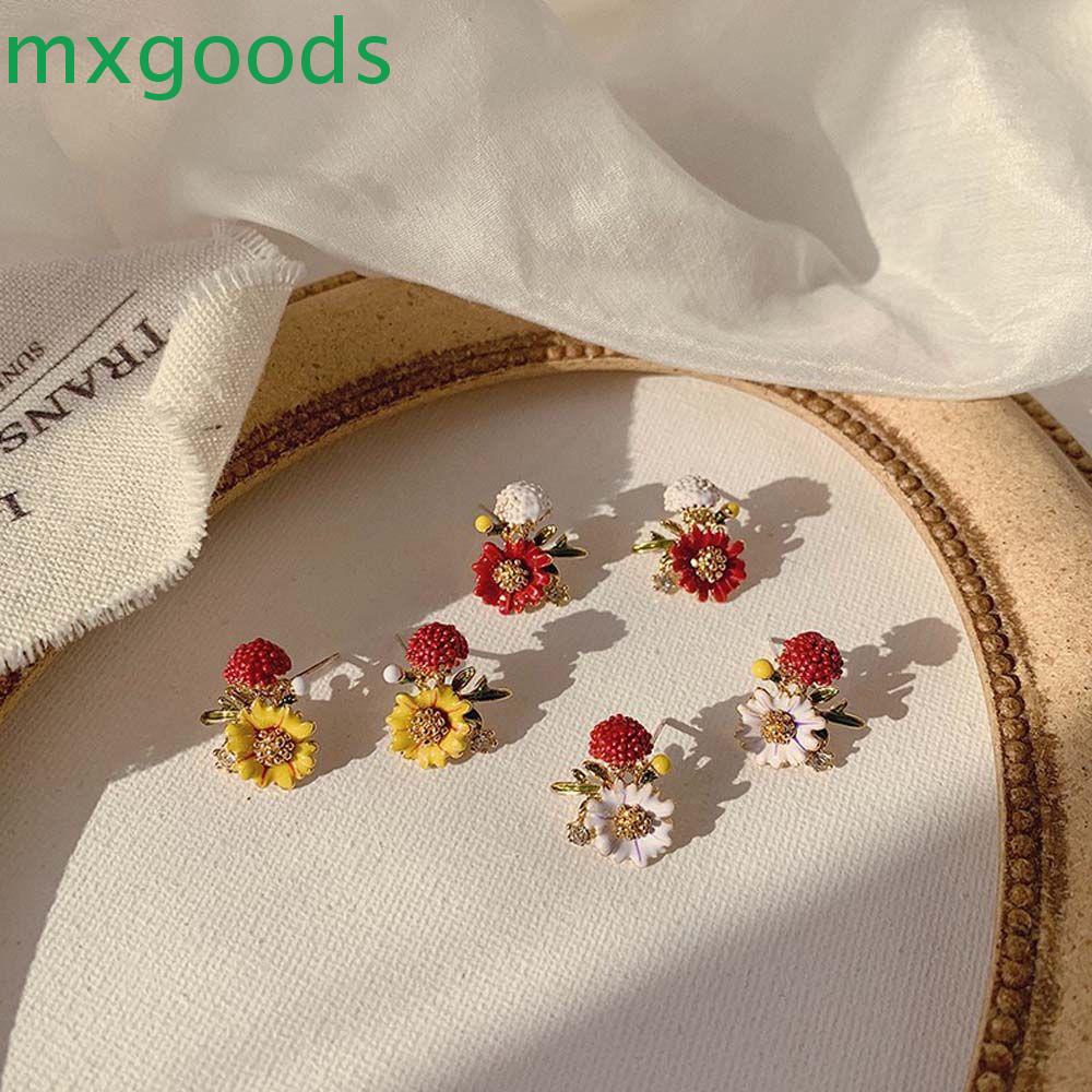 MXGOODS Bông Tai Mạ Bạc Hình Hoa Cúc Đơn Giản Thời Trang Cho Nữ