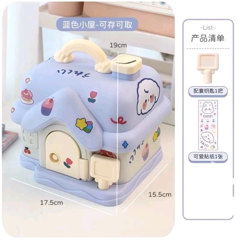Ống Tiết Kiệm Hình Ngôi Nhà Phong Cách Hàn Quốc Tặng Kèm Stiker Siêu CuTe Heo Đất