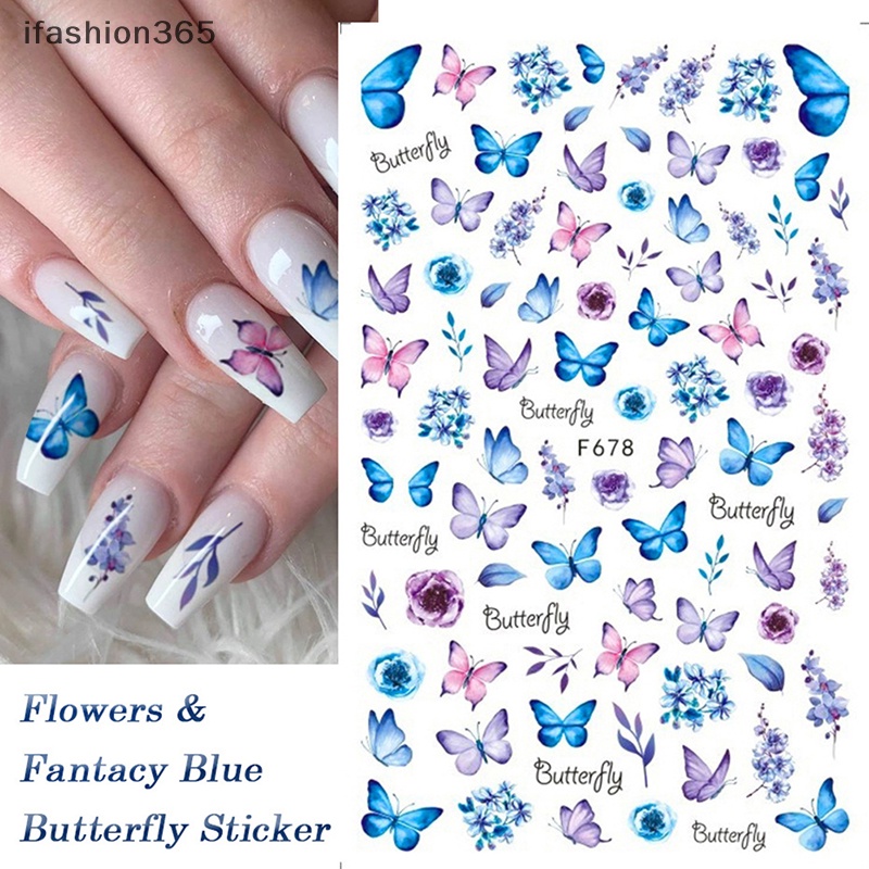 Sticker Dán Trang Trí Móng Tay Hình Bướm Và Hoa Thời Trang ifashion365