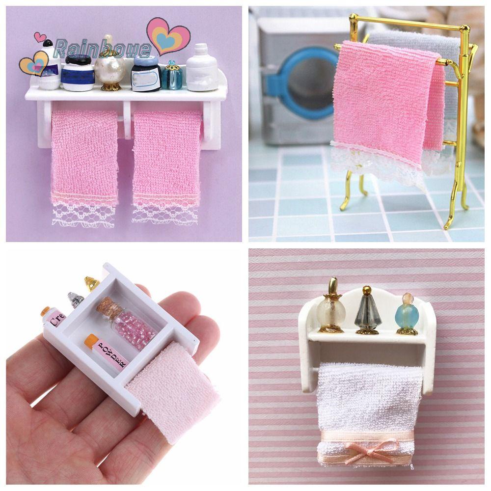 RAINBOW 1 Bộ Giá Treo Khăn Trang Điểm Tỉ Lệ 1: 12 Cho Nhà Búp Bê