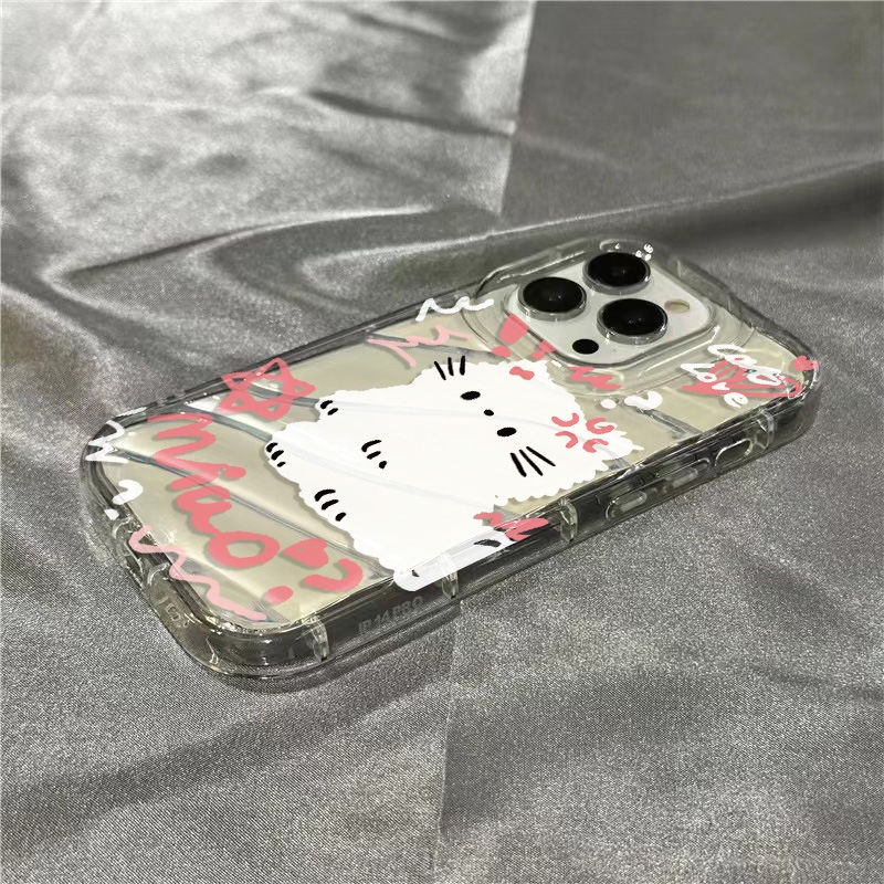 Ốp Điện Thoại Mềm Trong Suốt Hình Mèo Và Chữ Tiếng Anh Cho iPhone14promax 1312 / 11 7 / 8plus xr / sins 3EJG