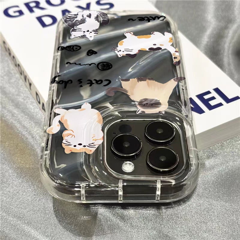 Ốp Điện Thoại Mềm Trong Suốt Họa Tiết Mèo / Cá Dễ Thương Cho iPhone14promax 1312 / 11 7 / 8plus xr / sins GY2W