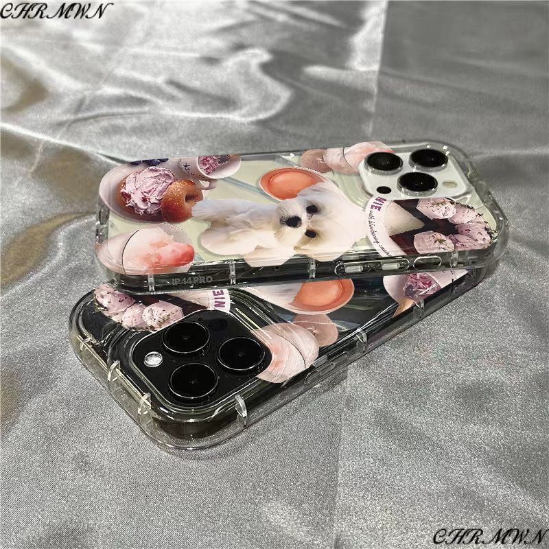 Ốp Điện Thoại Mềm Trong Suốt Họa Tiết Bánh Kem Và Chú Chó Dễ Thương Cho iPhone14promax 1312 / 11 7 / 8plus xr / sins XXGK