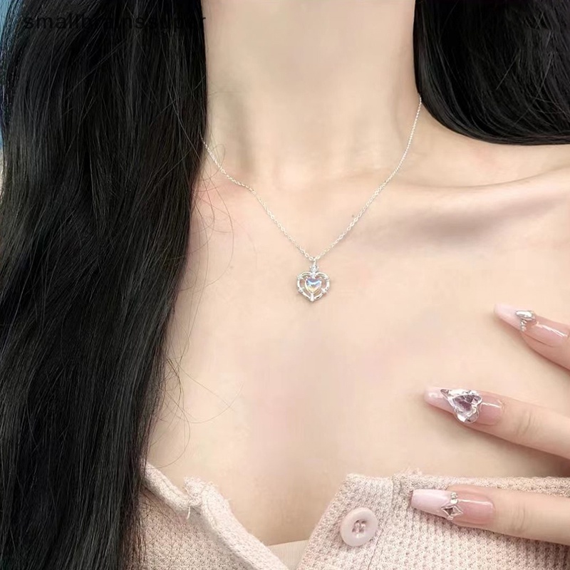 Vòng cổ Mặt Trái Tim Nhỏ Đính Đá Mặt Trăng Màu Neon Thời Trang Cho Nữ