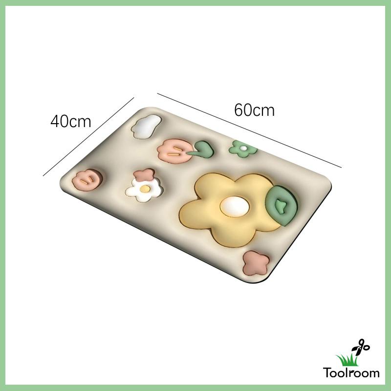 Thảm Chùi Chân Mềm Mại Thấm Hút Tốt Họa Tiết Hoa Trang Trí Cửa Trước Cửa Phòng Tắm