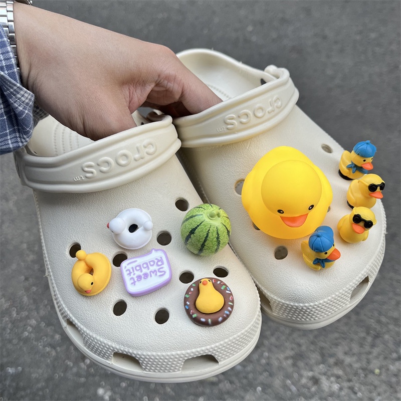Cartoon Watermelon 3D Jibbitz for Crocs Swimming Ring Jibitz Charm Duck Crocs Jibbits Set Women Shoes Accessories Shoe Charms Pins Decoration