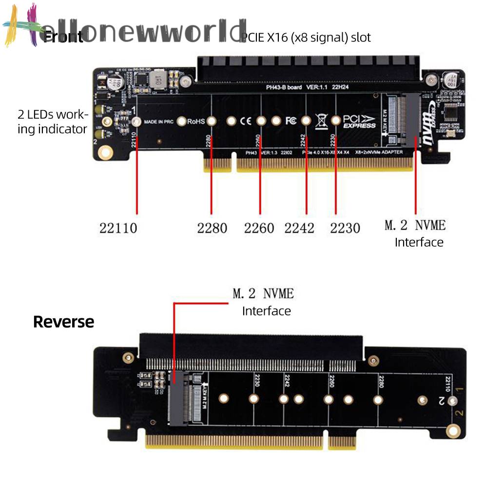 Thẻ Mở Rộng PCIe X16 Sang X8 + X4 + X4 2280 / 2260 / 2242 / 2230 SSD