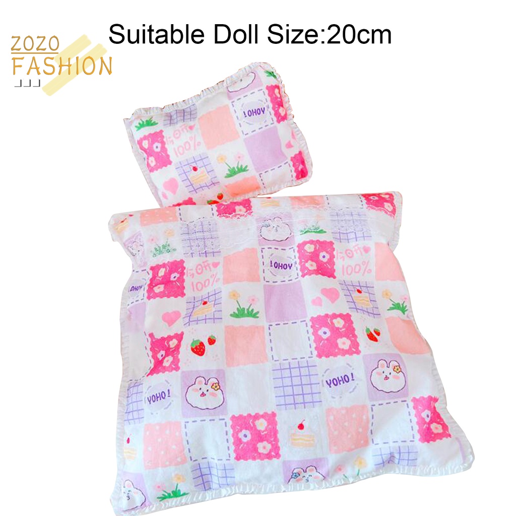 Bộ 3 Món Gối + Ga Giường + Búp Bê Vải Mềm Mại In Họa Tiết Màu Sắc Tươi Sáng Thời Trang Cho Bé