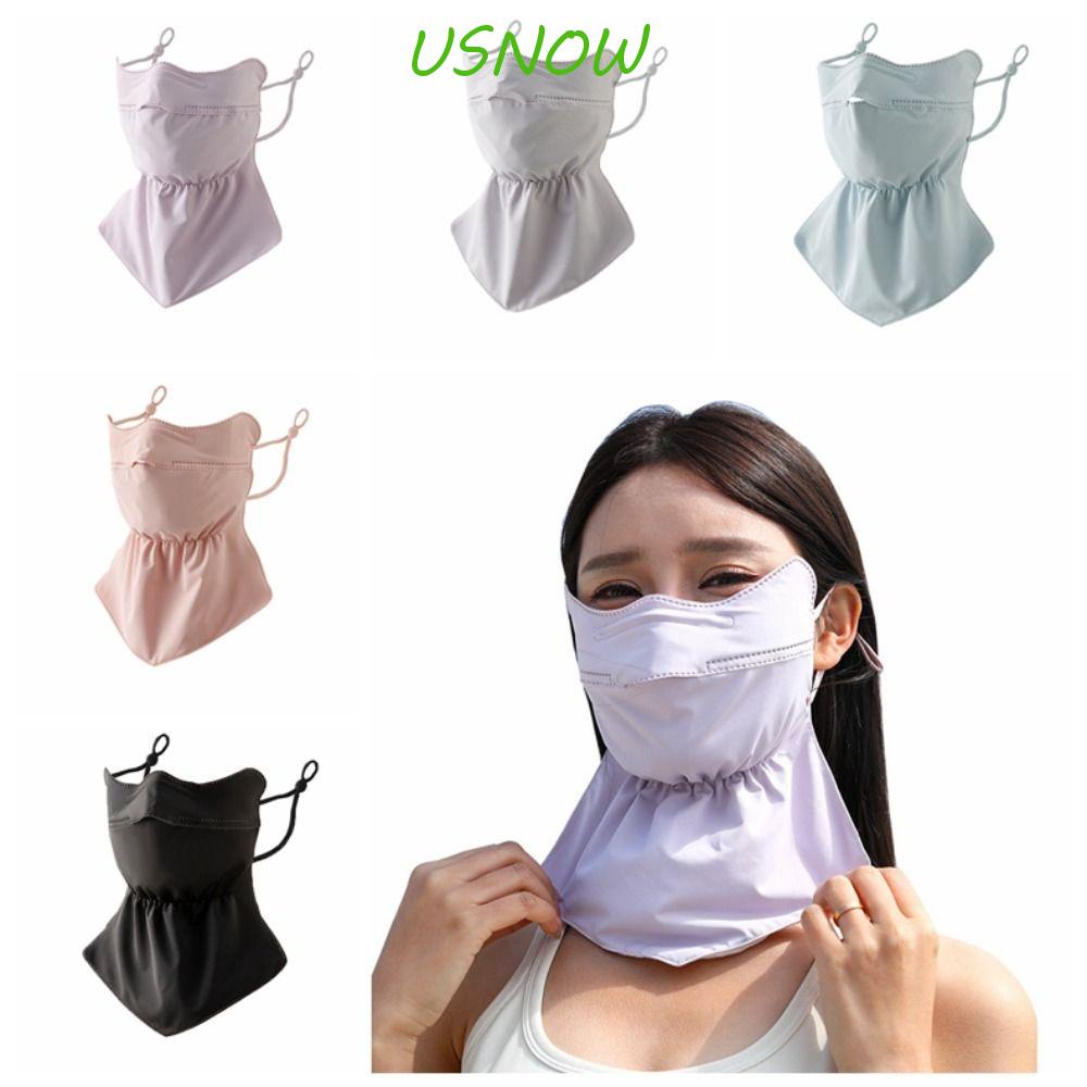 Khẩu Trang Đeo Tai Chống Nắng Bằng Lụa Lạnh Màu Sắc Trơn Có Thể Điều Chỉnh