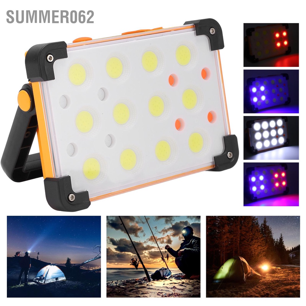 Summer062 Đèn LED Làm Việc 100W Năng Lượng Mặt Trời Sạc USB 4 Chế Độ Ánh Sáng Di Động Chống Bụi Sốc Dụng Cụ Chiếu Ngoài Cho Cắm Trại