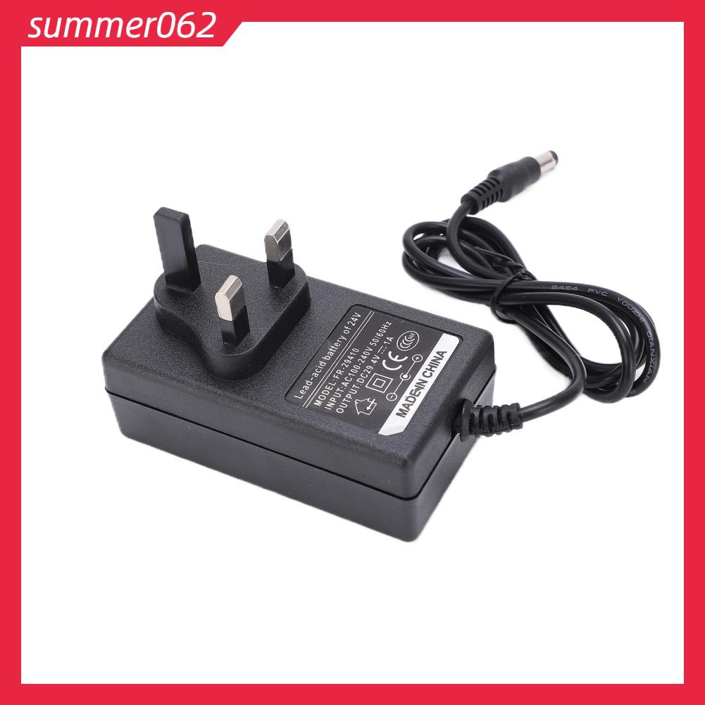 Summer062 Bộ sạc xe tay ga điện tử pin lithium 29 4V 1A cho Phích cắm Vương quốc Anh 100‑240V