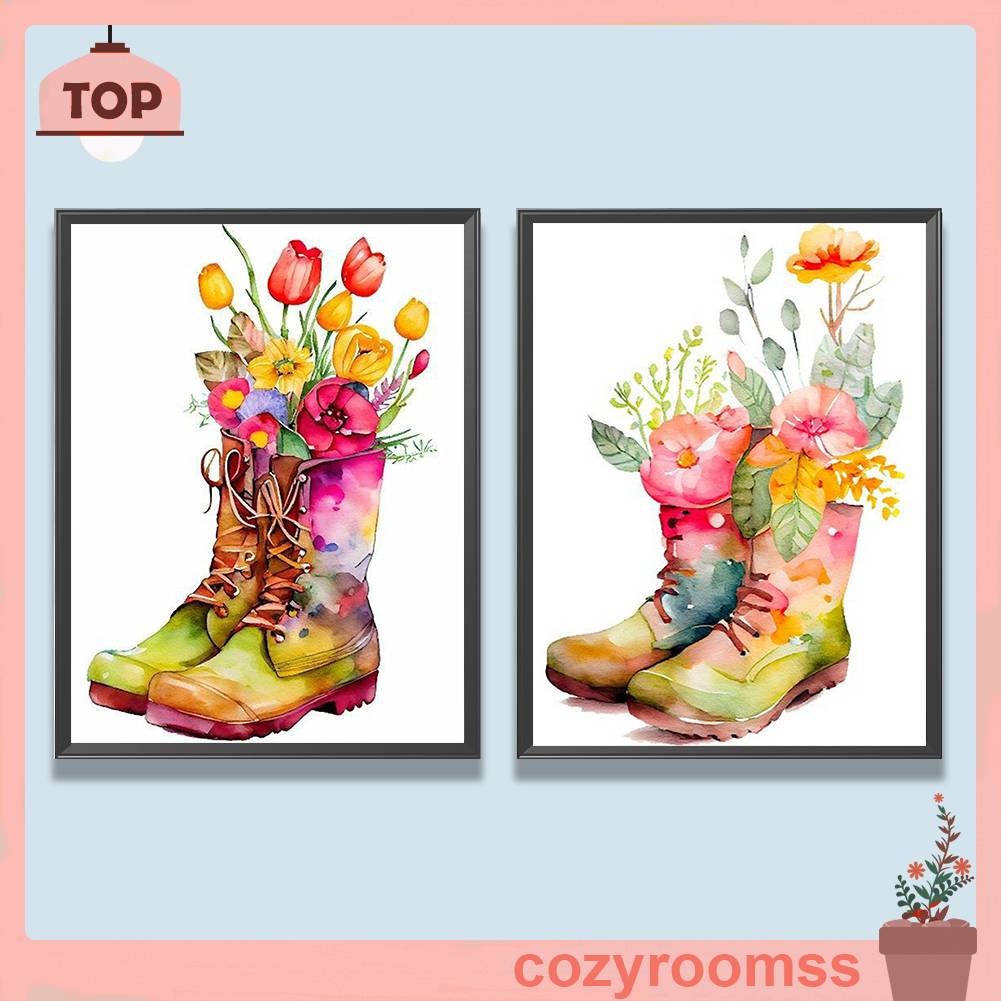 Bộ Tranh Đính Đá 5D Họa Tiết Hoa Xinh Xắn Độc Đáo DIY Dùng Trang Trí Nhà Cửa