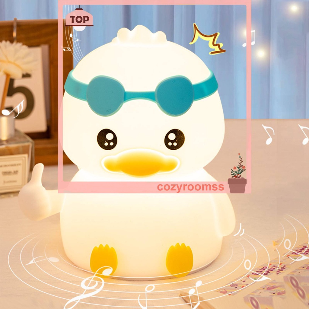 Đèn Ngủ 3 Màu Silicone Hình Chú Vịt Phát Nhạc 1200mAh