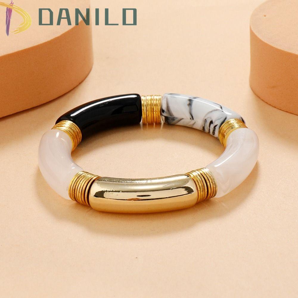DANILO Vòng Tay Acrylic Dạng Cong Ống Tre Thời Trang Cho Nữ