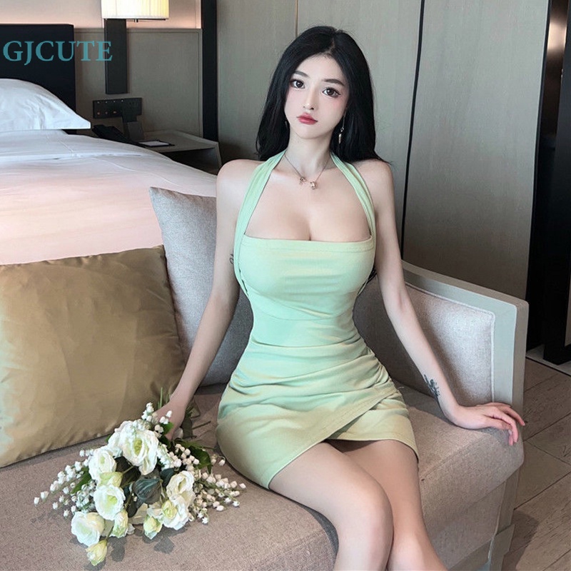 Đầm Hai Dây Mỏng Màu Trơn Gợi Cảm Đáng Yêu Cho Nữ WTD