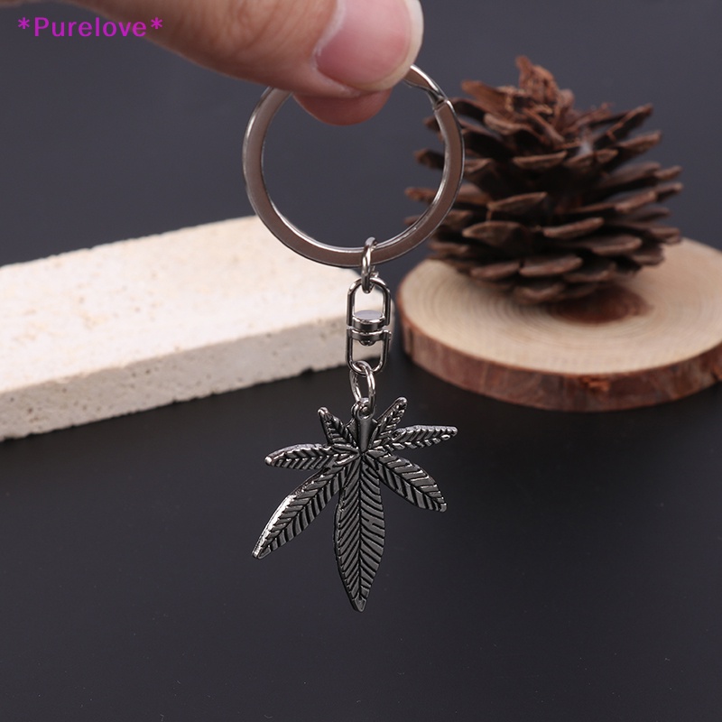 Móc Khóa Kim Loại Hình Lá Phong Màu Bạc Thời Trang Mới