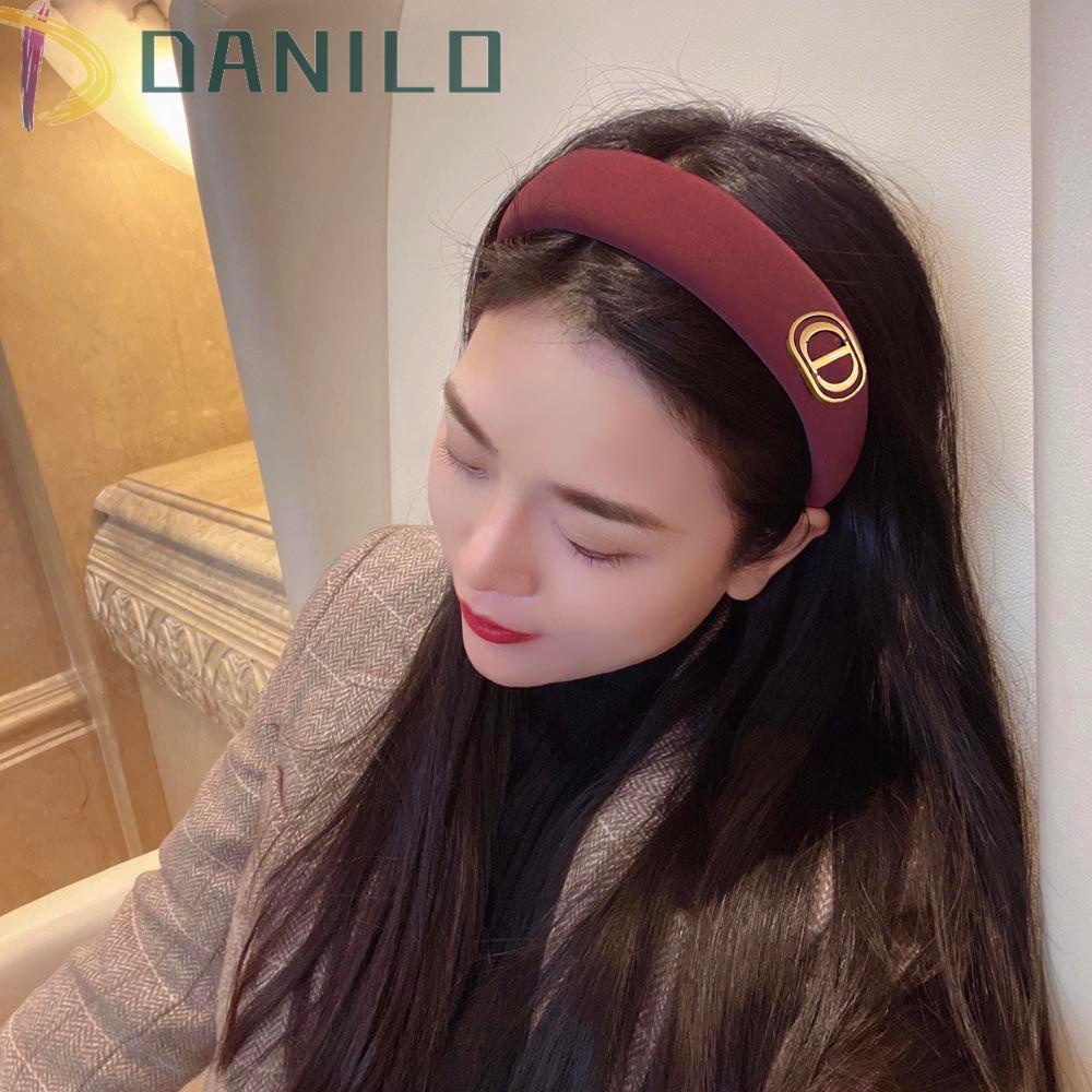 DANILO Băng Đô Cài Tóc Bản Rộng Chống Trượt Phong Cách Vintage Thanh Lịch Cho Nữ