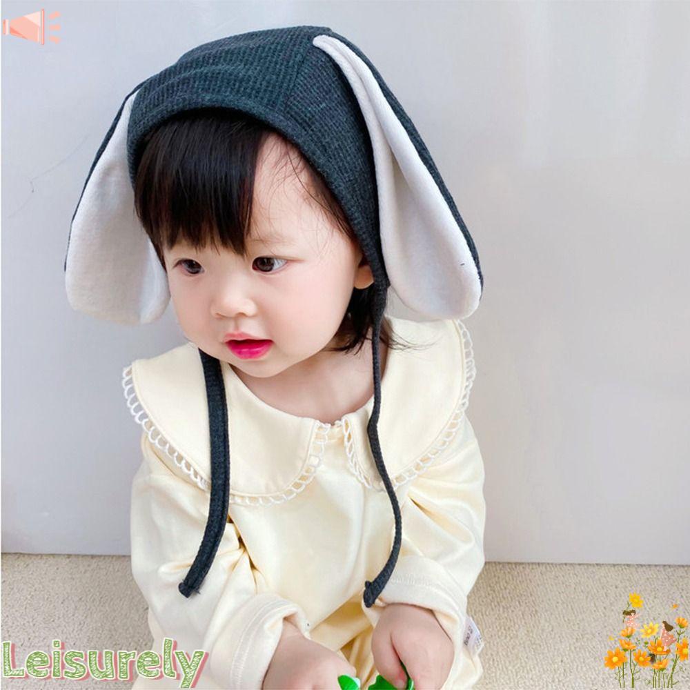 LEILY Mũ Tai Thỏ Cột Dây Màu Trơn Dễ Thương