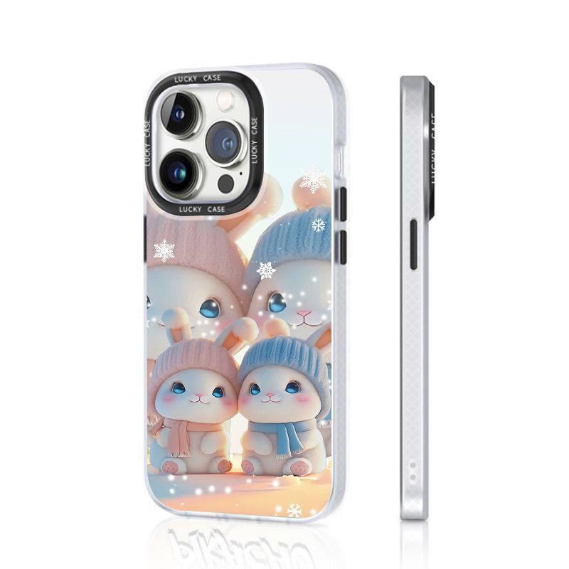 Ốp Điện Thoại IMD Màu Trơn Họa Tiết Thỏ Xinh Xắn Cho iPhonexr128plusinspromax Laser 1314