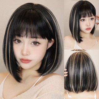 Bộ tóc giả ngắn màu đen / nâu phong cách hàn quốc cho nữ