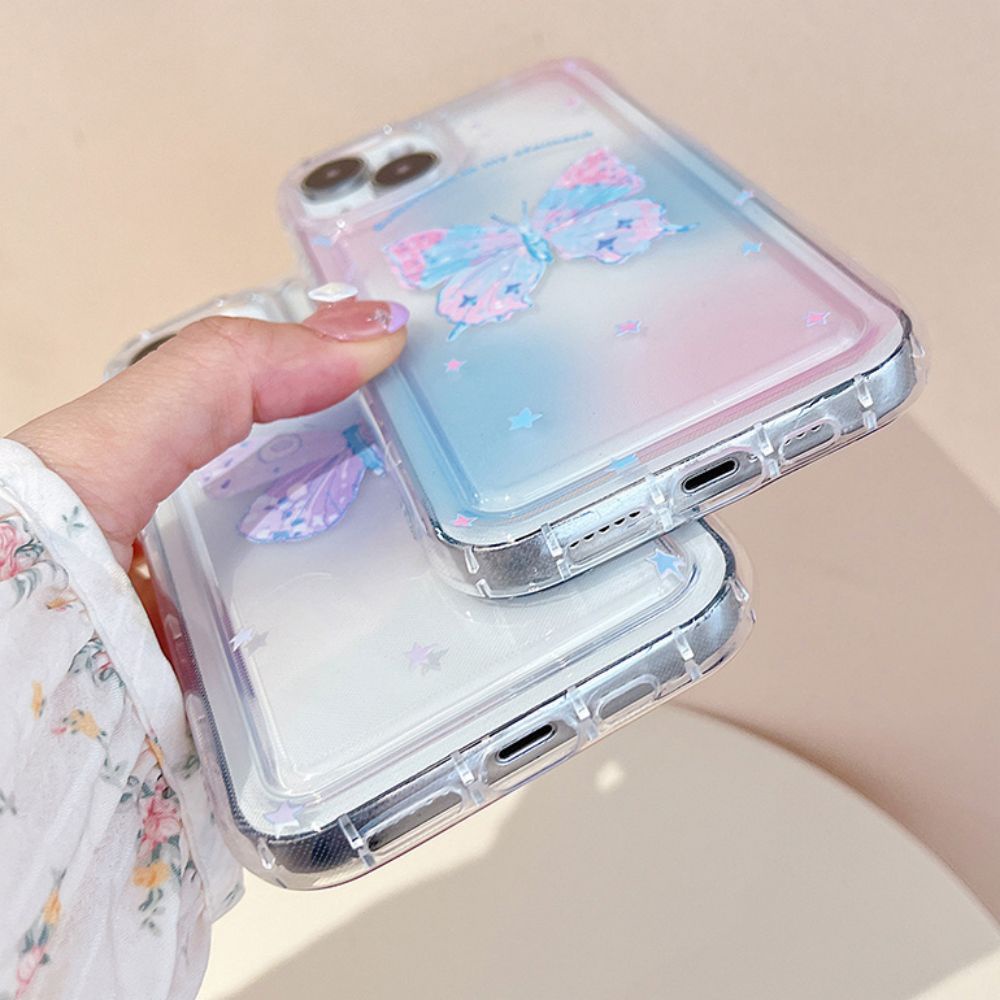 Ốp Điện Thoại TPU Mềm Chống Sốc In Hình Bướm Màu Gradient Cho IPhone 14 13 12 11 Pro Max X XR 8 7 Plus