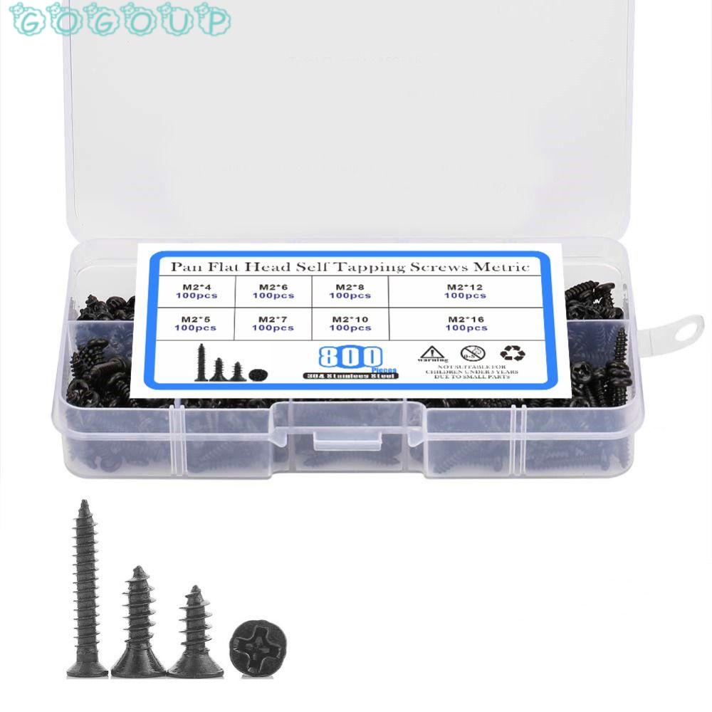 Set 800 Đinh Vít Đầu Dẹt M2 Bằng Thép Không Gỉ Chuyên Dụng Cho Chế Biến Gỗ