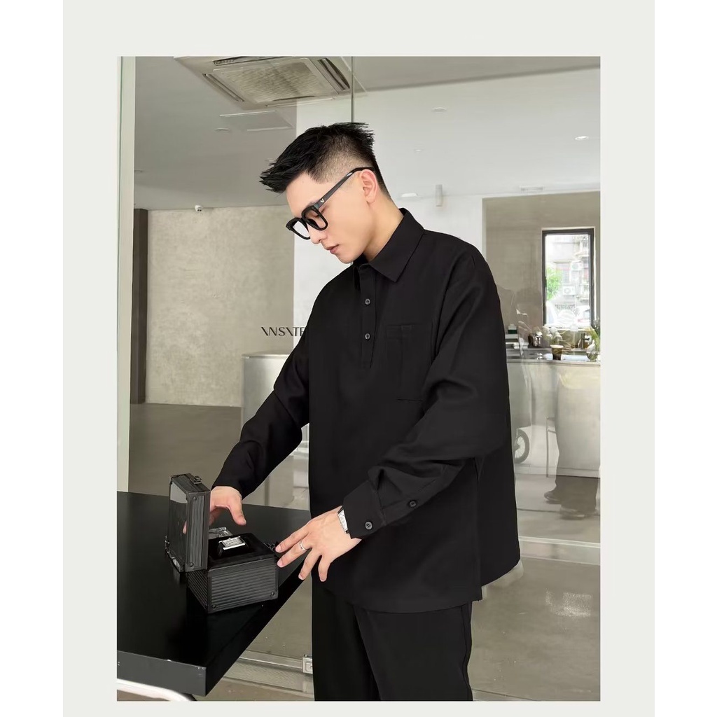 Áo Sơ Mi Nam Dài Tay Dáng Rộng Phong Cách Doanh Nhân Cá Tính