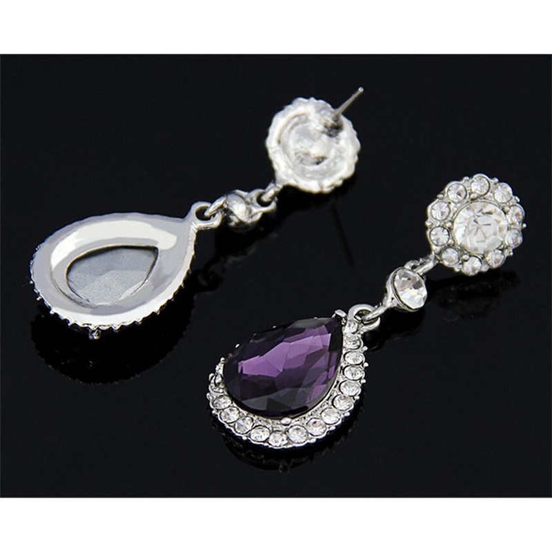 Bông Tai Đính Đá Hình Giọt Nước Thời Trang Dành Cho Cô Dâu