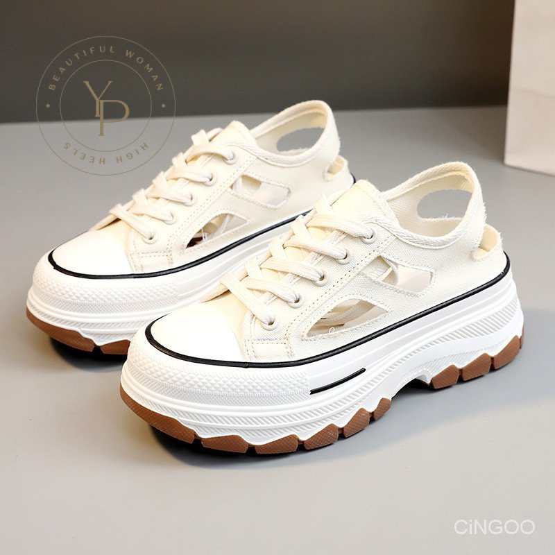 Giày Vải Canvas Br312 Thời Trang Mùa Hè 2023 Đế Dày Tăng Chiều Cao Thoáng Khí Phong Cách Mới Cho Nữ
