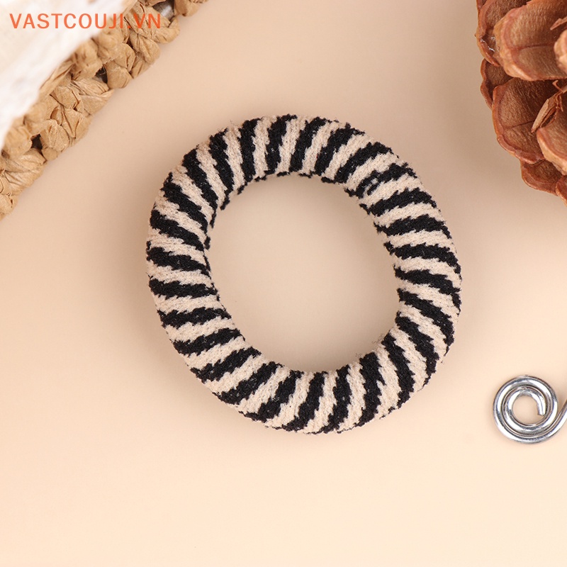 Bộ 5 Dây Buộc Tóc Cao Su Co Giãn Không Đường May Màu Trắng Đen Phong Cách Vintage Thời Trang Cho Nữ