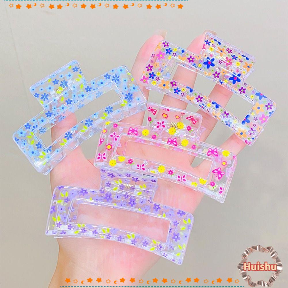 HS Kẹp Tóc Càng Cua Cỡ Lớn In Họa Tiết Hoa / Nhiều Màu Xinh Xắn Thời Trang Cho Nữ