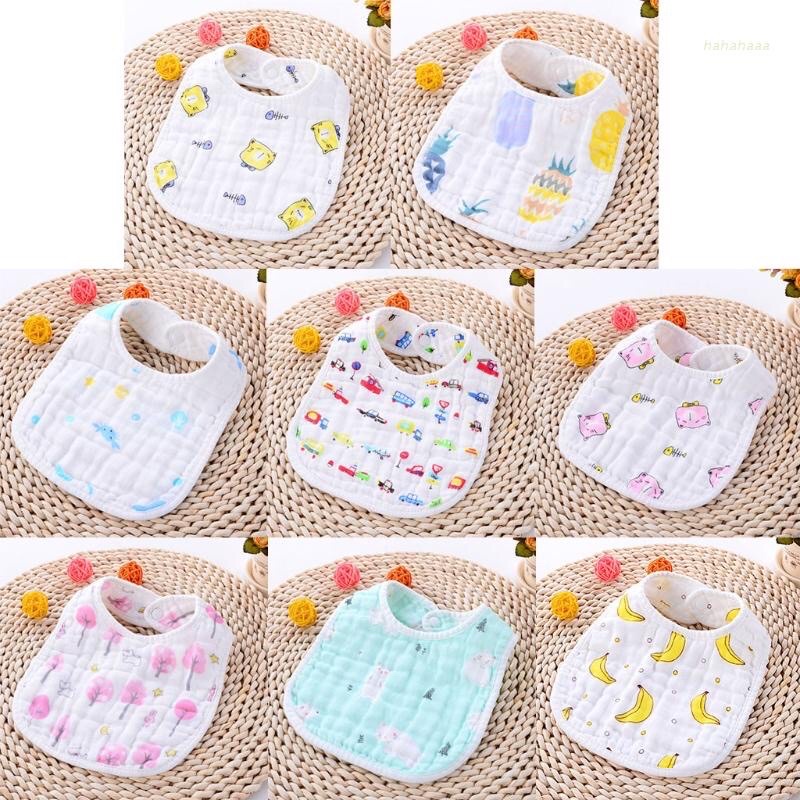 Yếm xô cho bé vuông 6 lớp cúc bấm 2 mặt chữ U màu trắng dày dặn siêu thấm hút