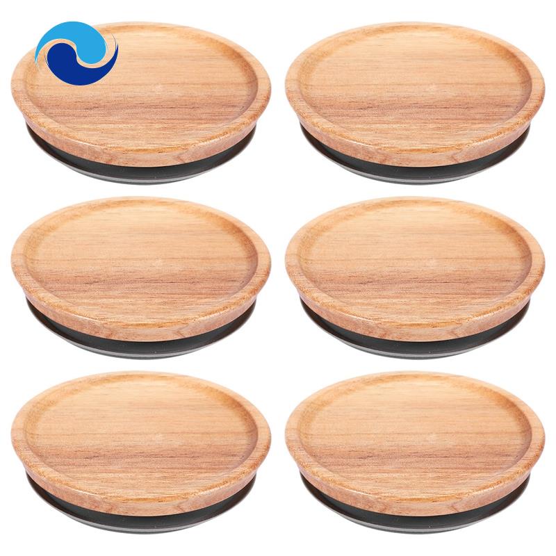 Nắp Đậy Thùng Đựng Thức Ăn Miệng Rộng Bằng Gỗ Chất Lượng Cao Cho Mason / Kerr Jars, Gỗ Acacia