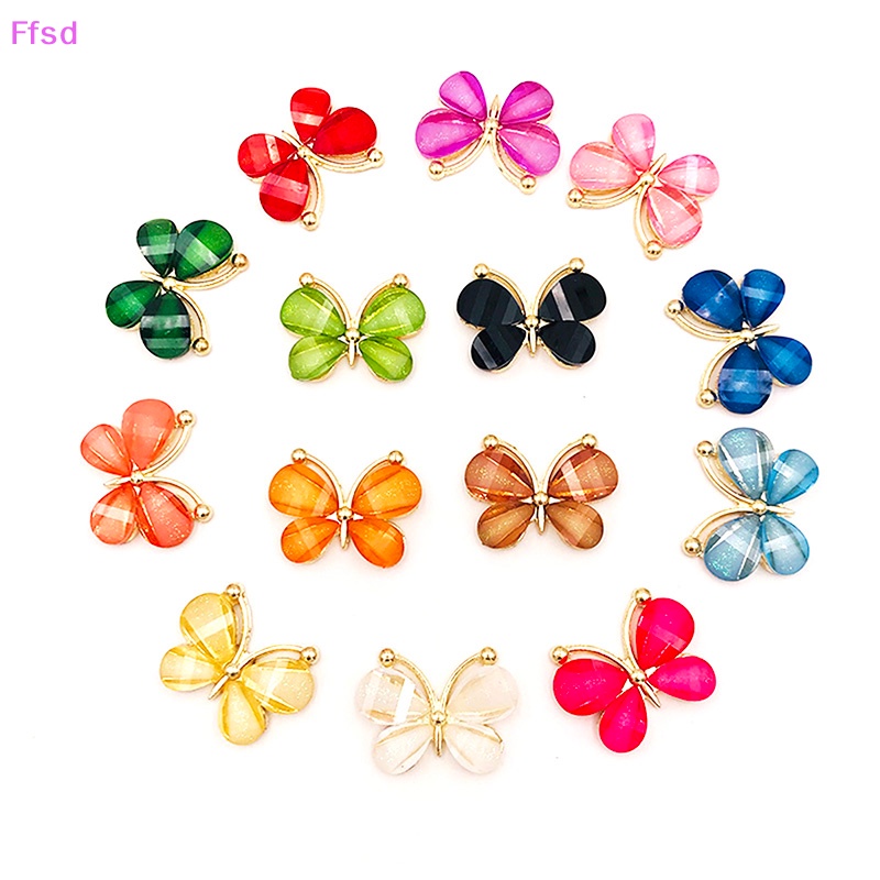 {Ffsd} Set 10 Bươm Bướm Bằng Kim Loại resin Thủ Công Trang Trí Sổ Lưu Niệm / Điện Thoại Đám Cưới