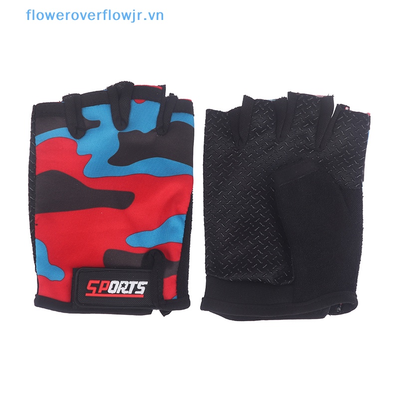 Găng Tay Hở Ngón Co Giãn Chống Trượt Dành Cho Trẻ Em Đi Xe Đạp