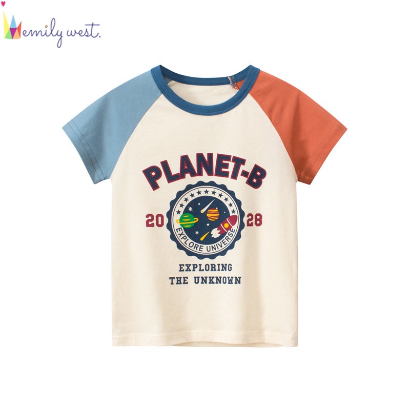 Áo Thun Cotton Tay Ngắn Cổ Tròn In Hình Khủng Long Hoạt Hình Thời Trang Mùa Hè 2023 Cho Bé Trai