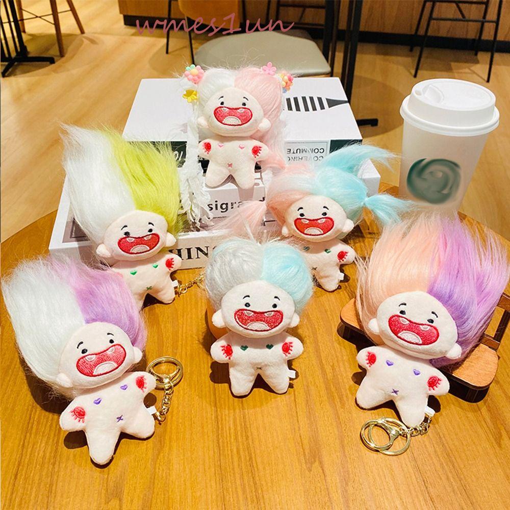 WMES15H Móc Khóa Búp Bê Nhồi Bông PP Mềm Mại Tạo Kiểu Răng Chiên Không Răng DIY