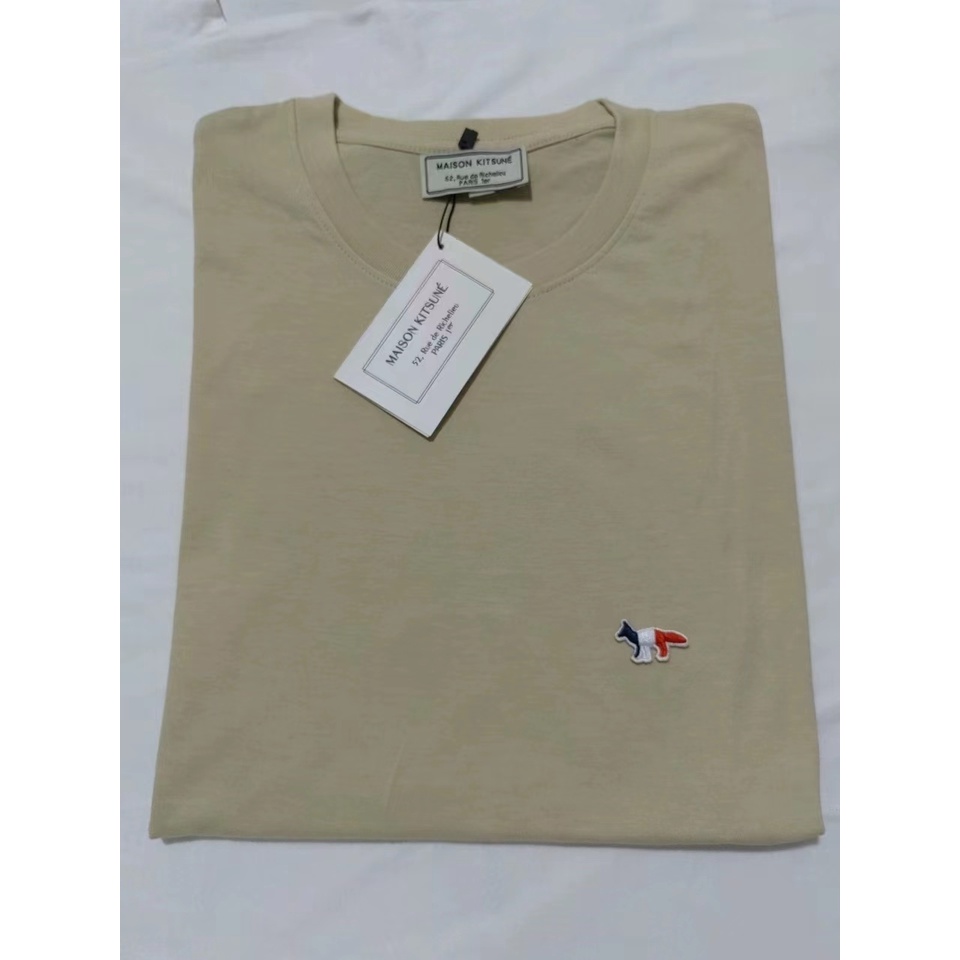 Áo Thun Ngắn Tay Thêu Hình Cáo Ba Màu Sắc Thời Trang Unisex