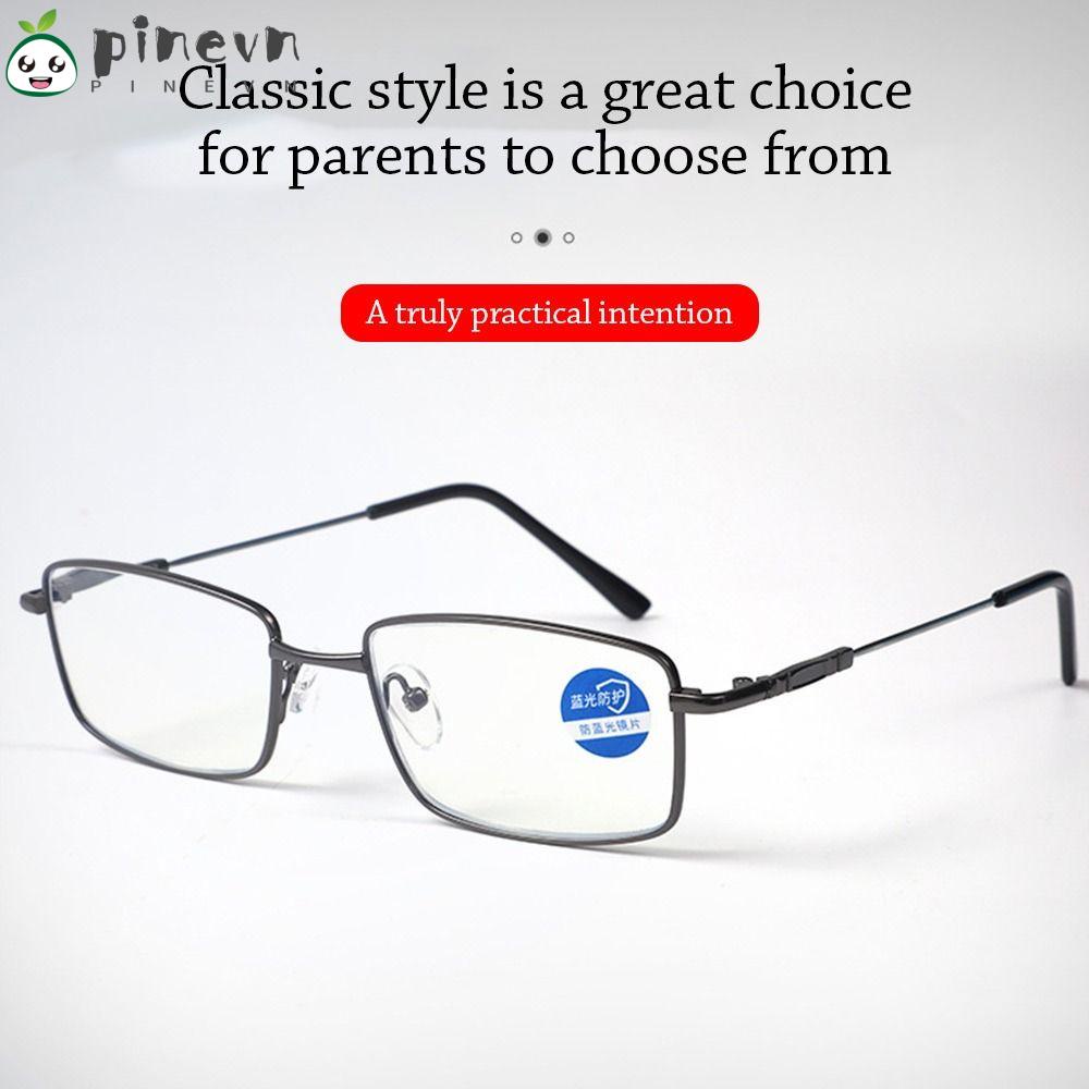 PINEVN Kính Đọc Sách Gọng Vuông Kim Loại Siêu Nhẹ Chống Ánh Sáng Xanh Phong Cách Vintage Bảo Vệ Mắt Cho Nam Và Nữ