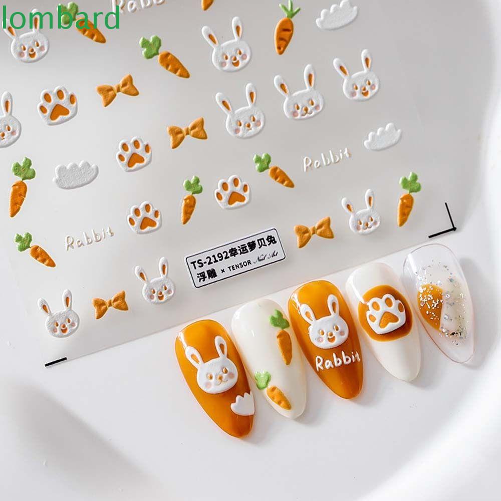 LOMBARD Miếng Dán Trang Trí Móng Tay Tự Dính Họa Tiết Hoạt Hình Dễ Thương