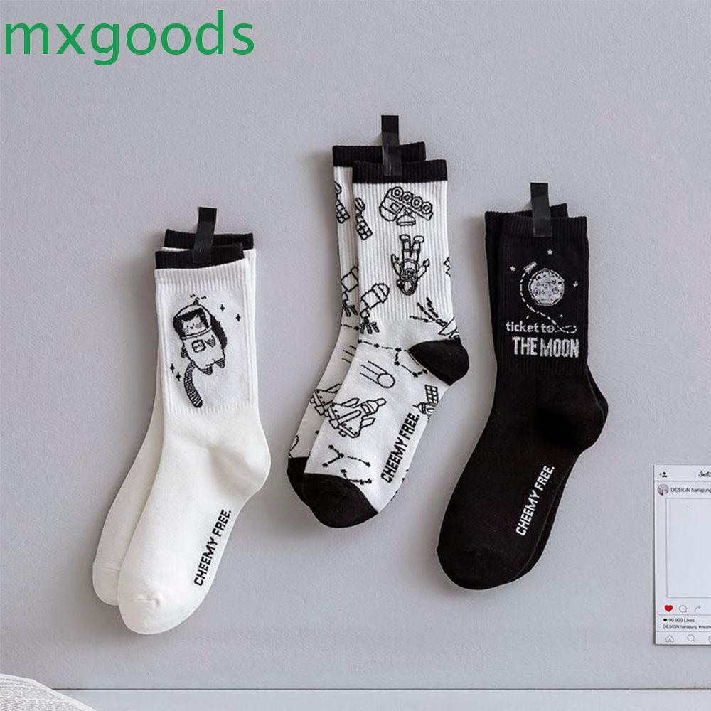 MXGOODS Tất Cotton Dài In Chữ Thời Trang Cho Nữ