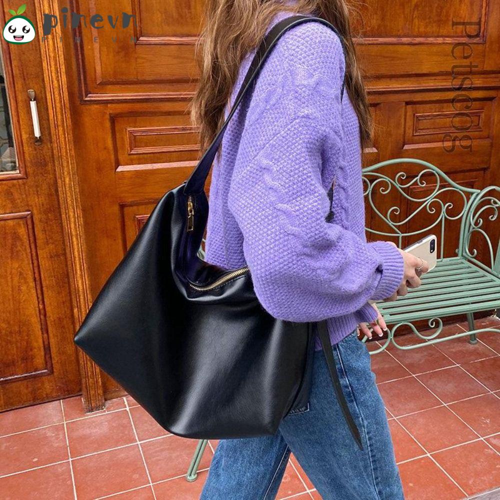 PINEVN Túi Xách Da Mềm Cỡ Lớn Màu Trơn Thời Trang Cho Nữ