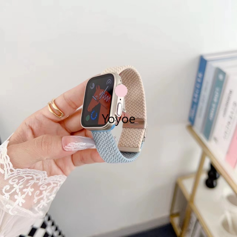 Dây Đeo Đồng Hồ Dạng Bện Bằng Nylon Co Giãn Hai Màu 49mm 42 / 44 / 45 / 49mm 41 / 40 / 38mm Cho iWatch Series 3 / 4 / 5 / 6 / SE 7 Ultra 8