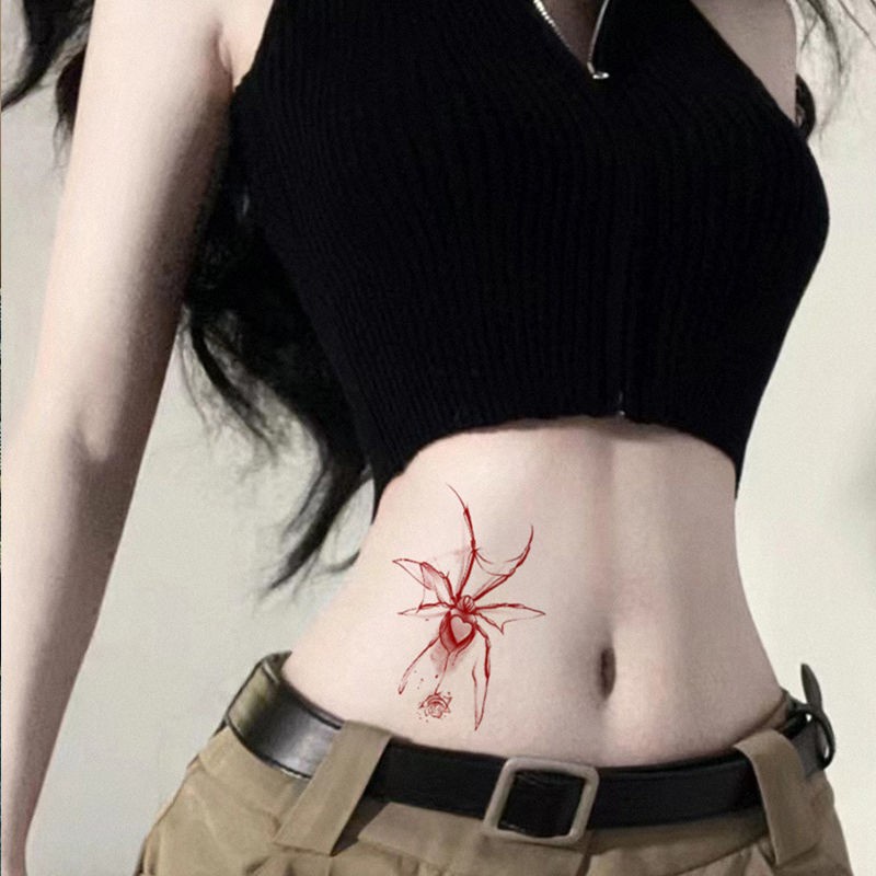 Hình Xăm Dán Tạm Thời Chống Nước Hình Nhện Đỏ